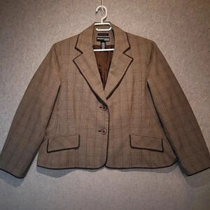 Norton McNaughton Woman's Brown Plaid  Blazer Size 18W